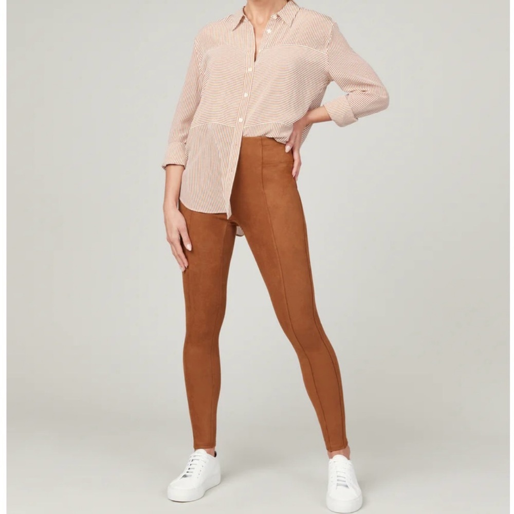 Spanx Faux Suede Caramel Women’s Leggings Size Suede NWT